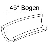 Halbierter Bogen DN 150, 45 Grad, aus Steinzeug