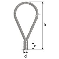 Seilschlaufe mit Metrischen (M) und Rundgewinde (Rd) 10mm bis 52 mm Laststuffe 0,4t bis 52t aus Stahl verzinkt - Schrägzug bis 45°
