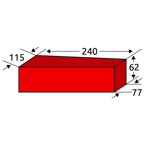 Kanalklinker RF - Form C - 240×115/77×62 mm, Radialklinker, Vollstein, Rot