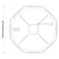 Schachtabdeckung mittig überhöht LØ: 1000mm mit Dunsthut aus 2mm Blech zum Andübeln in Edelstahl V4A (1.4404)
