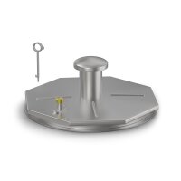 Schachtabdeckung mittig überhöht LØ: 1000mm mit Dunsthut aus 2mm Blech zum Andübeln in Edelstahl V4A (1.4404)