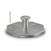 Schachtabdeckung mittig überhöht LØ: 1000mm mit Dunsthut aus 2mm Blech zum Andübeln in Edelstahl V4A (1.4404)