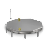 Schachtabdeckung mittig überhöht LØ: 1000mm aus 4mm Blech zum Andübeln in Edelstahl V4A (1.4404) inkl. Vorbereitung für Sicherheitssteckschloss