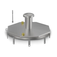 Schachtabdeckung mittig überhöht LØ: 1000mm mit Dunsthut aus 4mm Blech zum Andübeln in Edelstahl V4A (1.4404) inkl. Vorbereitung für Sicherheitssteckschloss