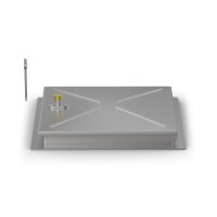 Schachtabdeckung mittig überhöht LW: 800x800mm aus 2mm Blech zum Andübeln und Einbetonieren in Edelstahl V2A (1.4307) inkl. Befestigungs- und Dichtungssatz