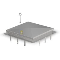 Schachtabdeckung mittig überhöht LW: 1000x1000mm aus 4mm Blech zum Andübeln in Edelstahl V2A (1.4307) inkl. Vorbereitung für Sicherheitssteckschloss Befestigungs- und Dichtungssatz