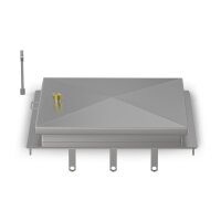 Schachtabdeckung mittig überhöht LW: 600x600mm mit Isolierung aus 4mm Blech zum Andübeln in Edelstahl V2A (1.4307) inkl. Vorbereitung für Sicherheitssteckschloss Befestigungs- und Dichtungssatz