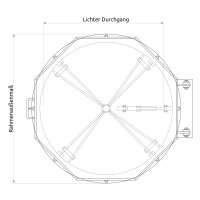 Schachtabdeckung mittig überhöht LØ: 1000mm überflutungssicher bis 1 mWS, aus 4mm Blech, zum Andübeln in Edelstahl V2A (1.4307) inkl. Sicherheitssteckschloss und Befestigungs- und Dichtungssatz