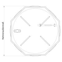 Schachtabdeckung mittig überhöht LØ: 1000mm aus 2mm Blech zum Andübeln in Edelstahl V4A (1.4404)
