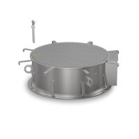 Schachtabdeckung LØ: 800mm Belastungsklasse A15 kN (begehbar) H=250mm aus Edelstahl V4A (1.4404)
