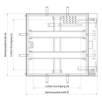 Schachtabdeckung LW: 1200x800mm Belastungsklasse D400 kN (nicht für den fließenden Verkehr geeignet) H=250mm aus Edelstahl V2A (1.4307)