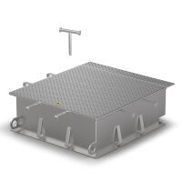 Schachtabdeckung LW: 1200x800mm Belastungsklasse D400 kN (nicht für den fließenden Verkehr geeignet) H=250mm aus Edelstahl V4A (1.4404)