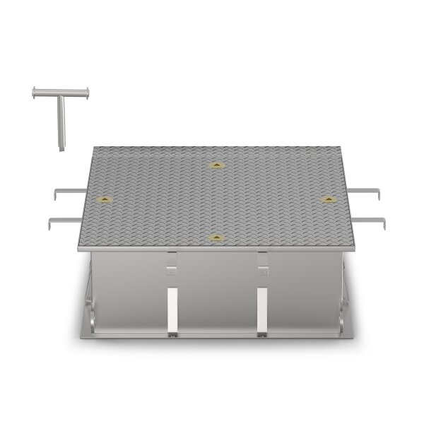 Schachtabdeckung LW: 1000x1000mm Belastungsklasse D400 kN (für den fließenden Verkehr geeignet) H=250mm aus Edelstahl V4A (1.4404)