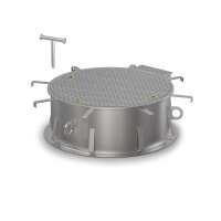 Schachtabdeckung LØ: 800mm Belastungsklasse D400 kN (für den fließenden Verkehr geeignet) H=250mm aus Edelstahl V4A (1.4404)
