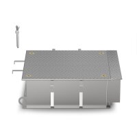 Schachtabdeckung überflutungssicher bis 5 mWS LW: 800x800mm Belastungsklasse D400 kN (nicht für den fließenden Verkehr geeignet) H=250mm aus Edelstahl V4A (1.4404)