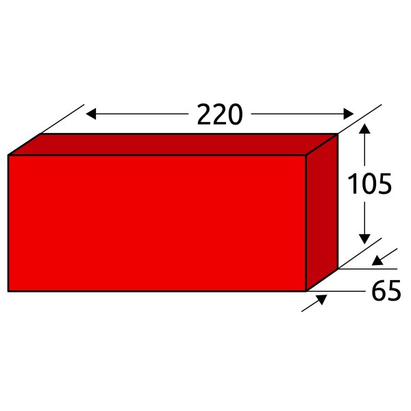 Kanalklinker HF (Hamburger Format) 220x105x65mm, Vollstein, Rot