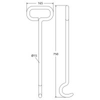 Aushebehaken Edelstahl BL=750mm für Schachtabdeckung...